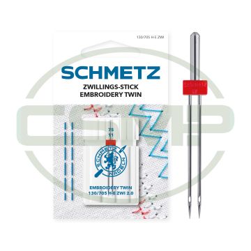 SCHMETZ TWIN EMBROIDERY 2MM SIZE 75 PACK OF 1 CARDED