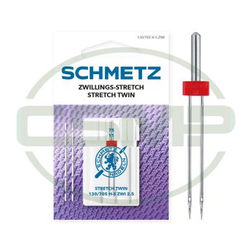 SCHMETZ STRETCH TWIN 2.5MM SIZE 75 CARDED